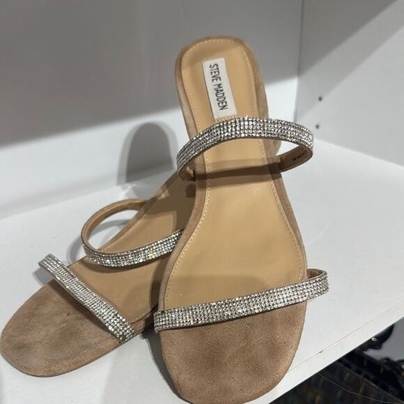 Steve Madden Beige Sandals with Sparkling Straps - Picture 2 of 3